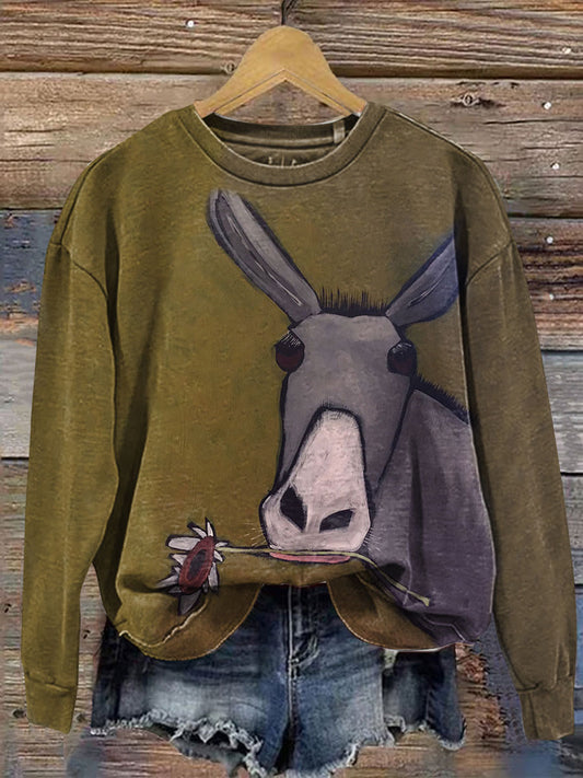 Vintage Art Prints Casual Cotton Sweatshirt