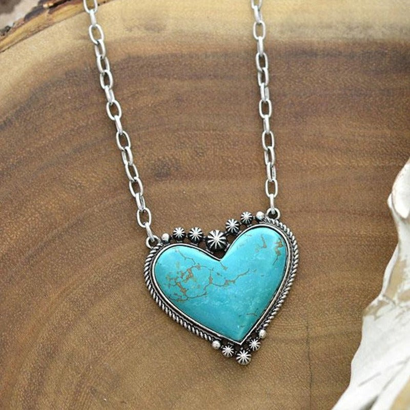 ?New Year Special 49% OFF-Boho Turquoise Heart Pendant Necklace