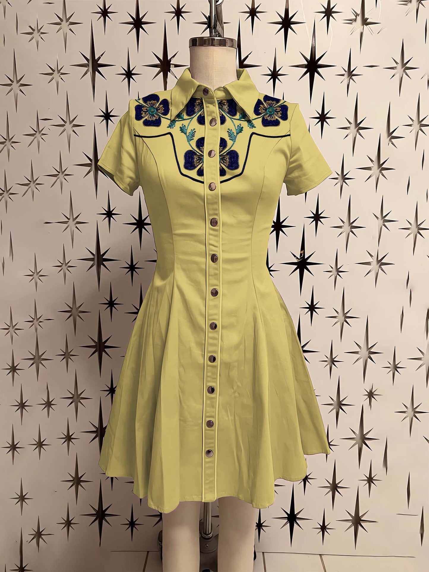 Vintage Flower Printed Shirt Dress