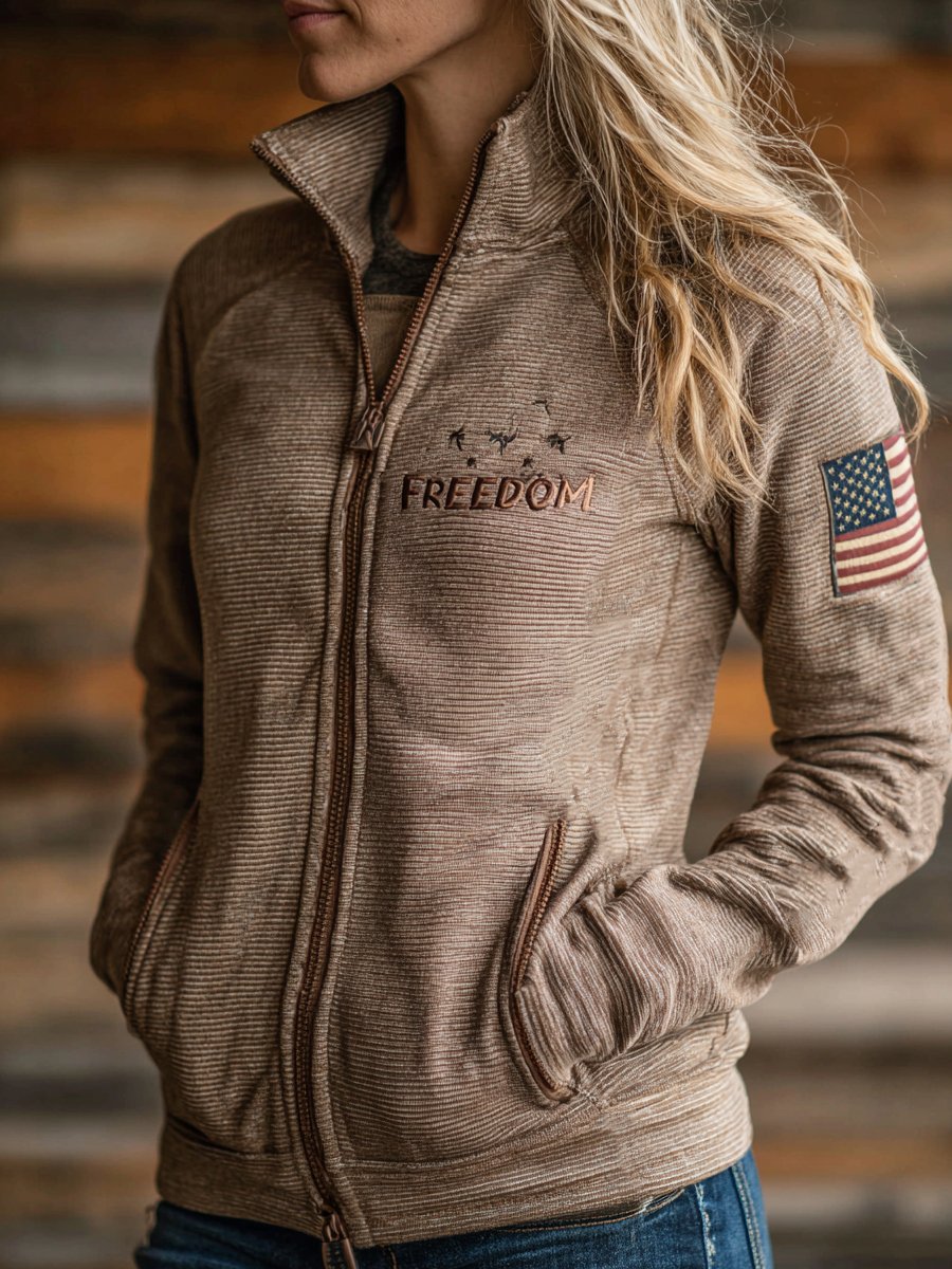 Women's Vintage FREEDOM Western Stand Collar Cardigan