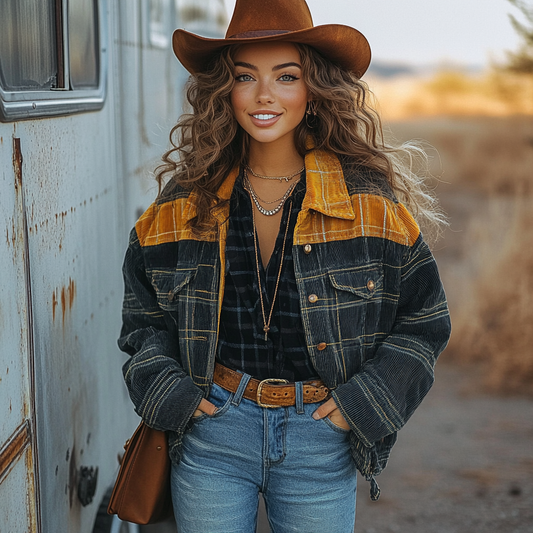 Vintage Western Cowgirl Corduroy Lapel Jacket