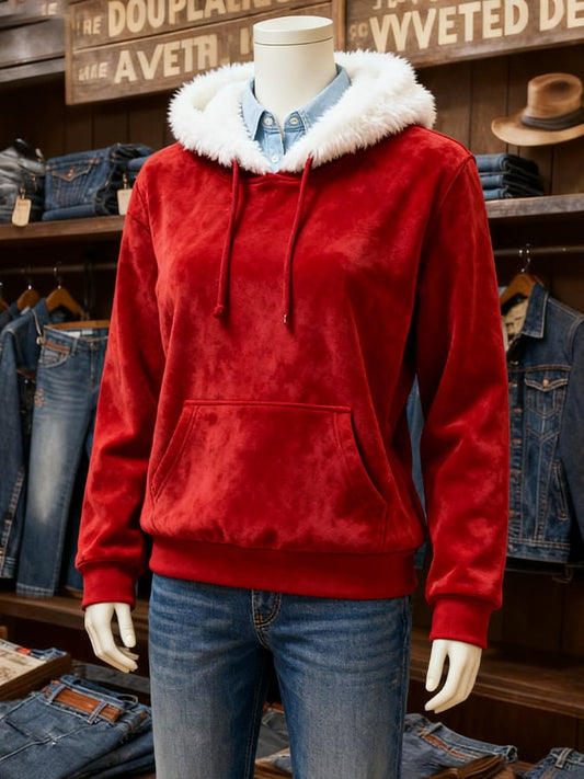 Women's Christmas Contrast Color Hooded Sweatshirt