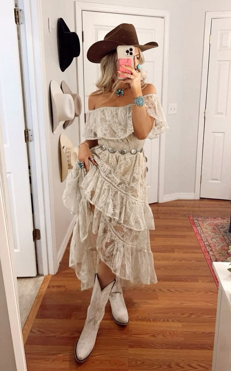 Boho Western Lace Irregular Dress