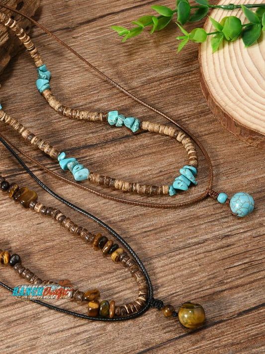 Coconut Shell Turquoise Necklace Set