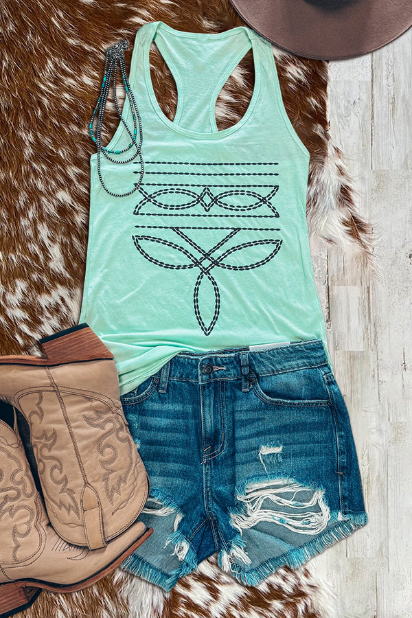 Retro Boot Stitch Pattern Tank