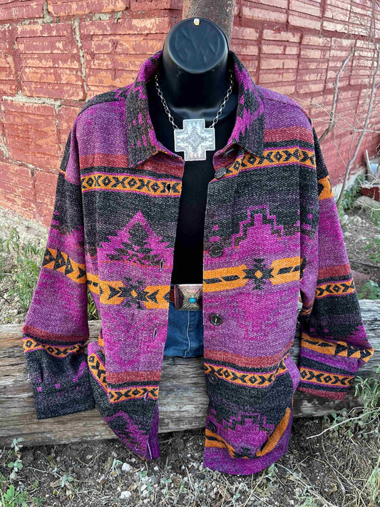 Stratford Aztec Button Up Shacket Top