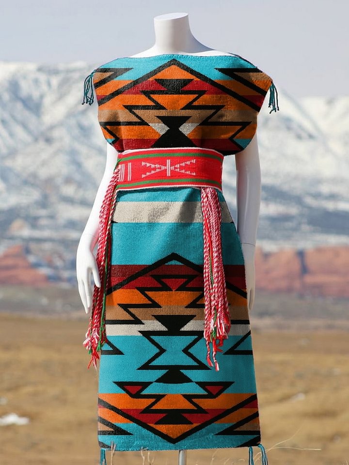 Women's Vintage Ethnic Aztec Print Knitted Skirt