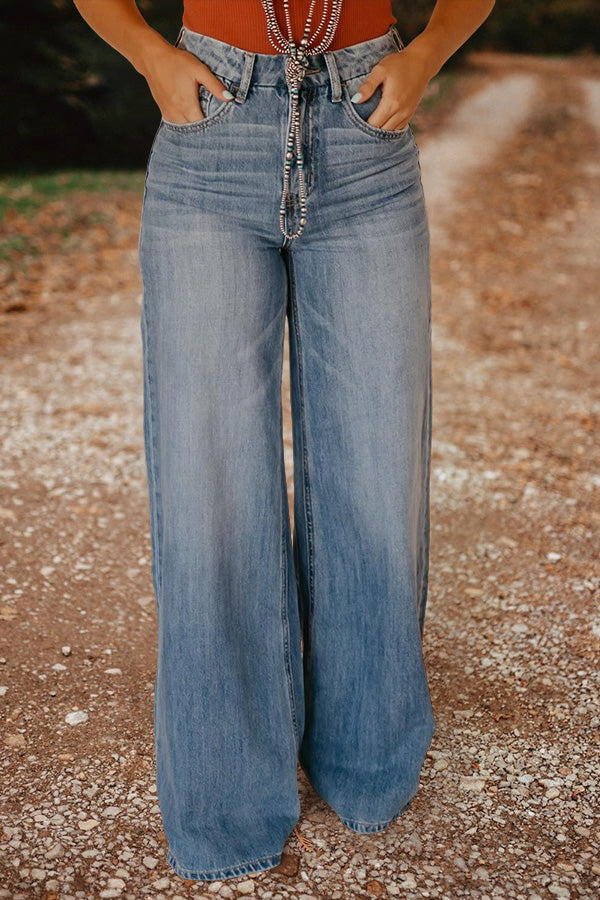 Vintage Washed Wide Leg Jeans