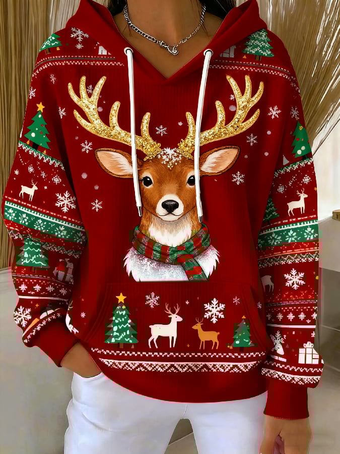 Women's Casual Christmas Elk Print Sweatshirt