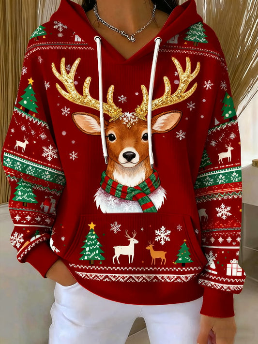 Women's Casual Christmas Elk Print Sweatshirt