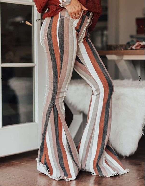 Women's Striped Flared Pants