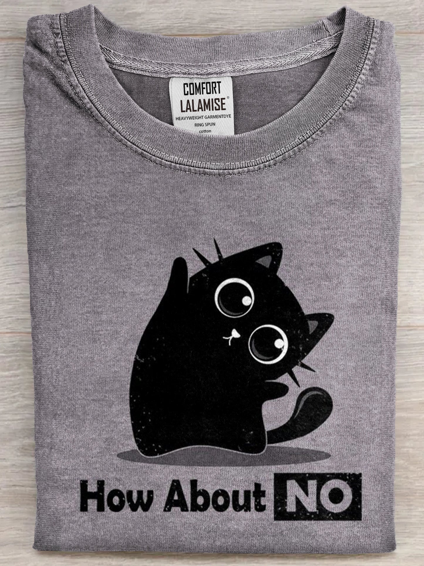 How About No Funny Black Cat Art Print Casual Cotton Short Sleeve T-shirt