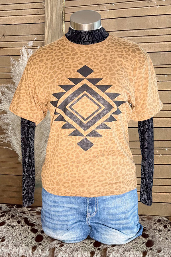 Leopard Print Aztec Print T-shirt