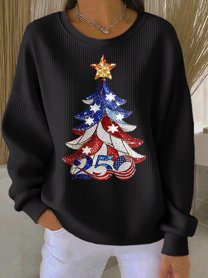 Retro Patriotic Christmas 1776–2026 250th Anniversary Print Sweatshirt