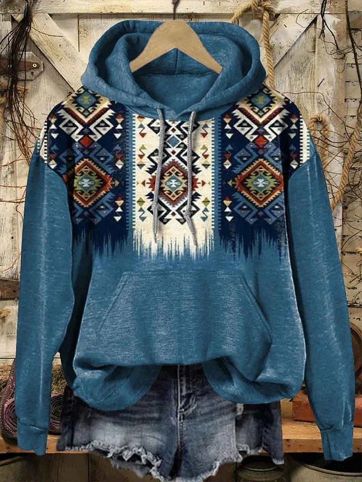 Women's Vintage Aztec Pattern Art Print Casual Cotton Shirt