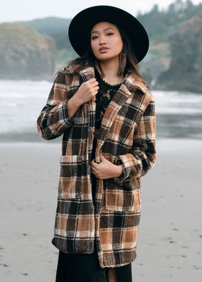 Gertie Coat in Brown Plaid