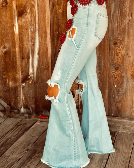 The Happy Trails Light Denim Bell Bottoms