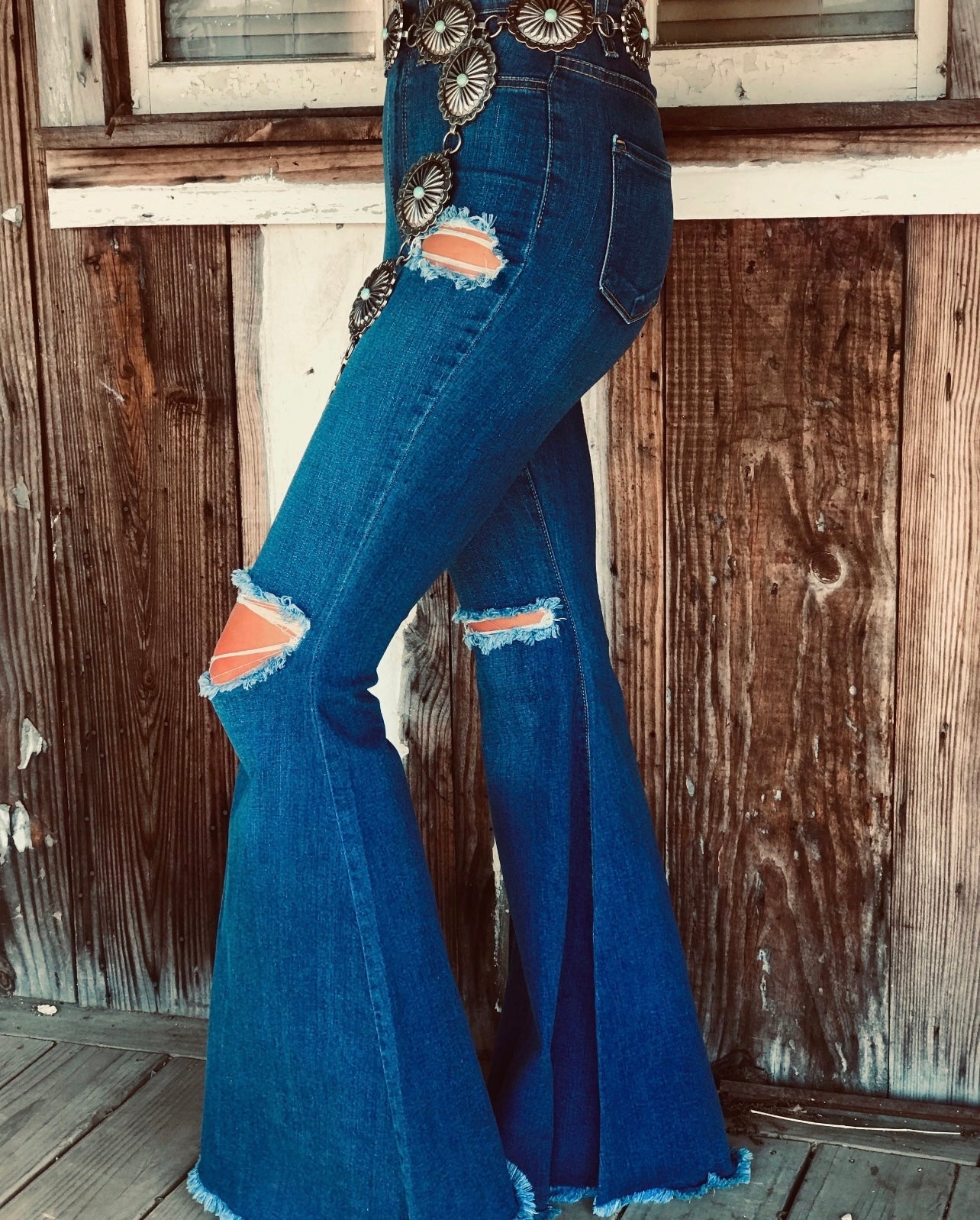 The Happy Trails Dark Denim Bell Bottoms