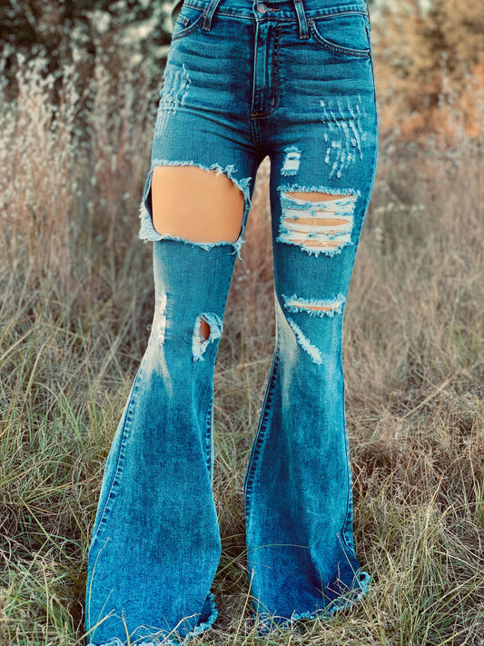 The Powder Horn Dark Denim Bell Bottoms