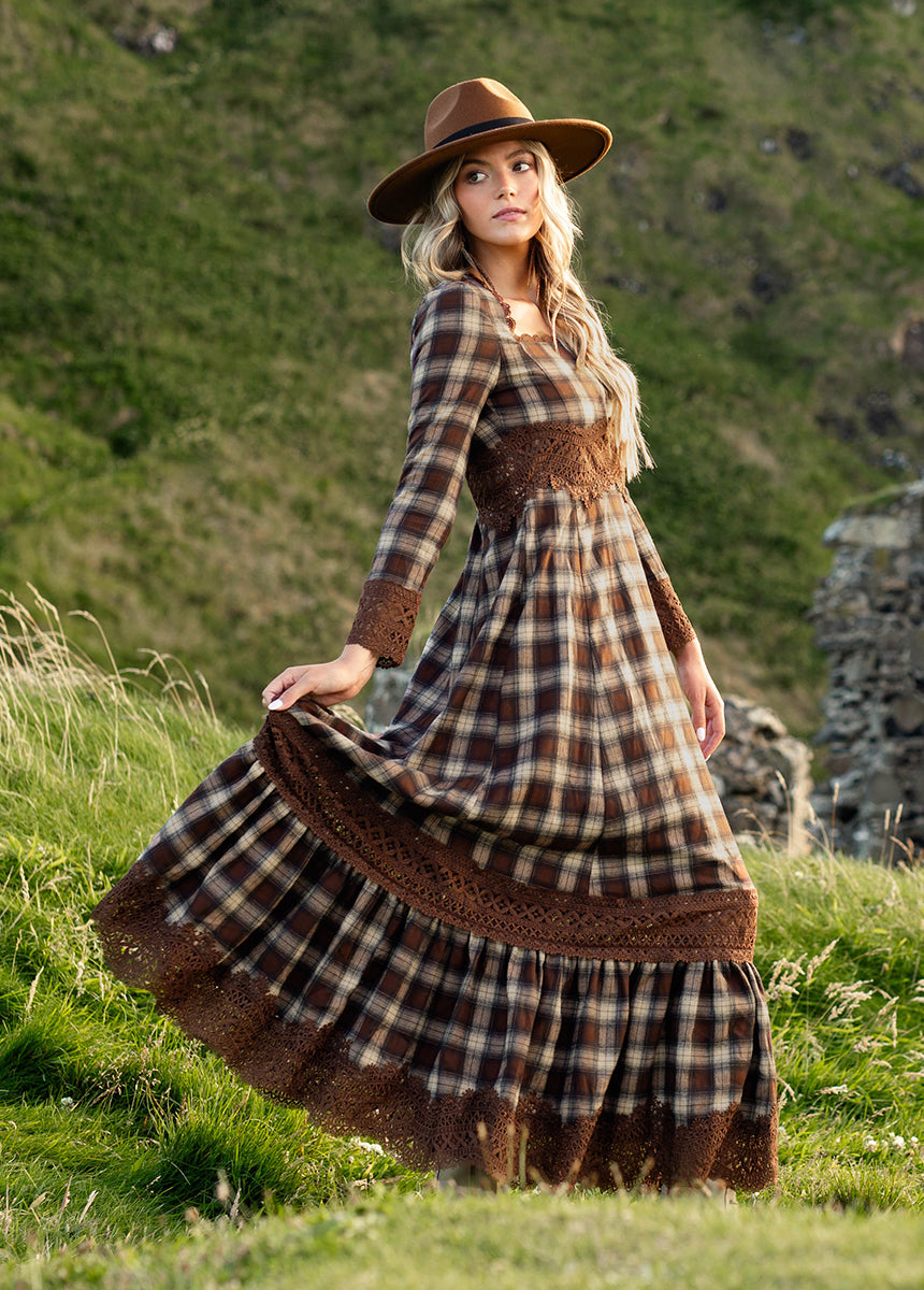 Roisin Dress in Cinnamon Tartan