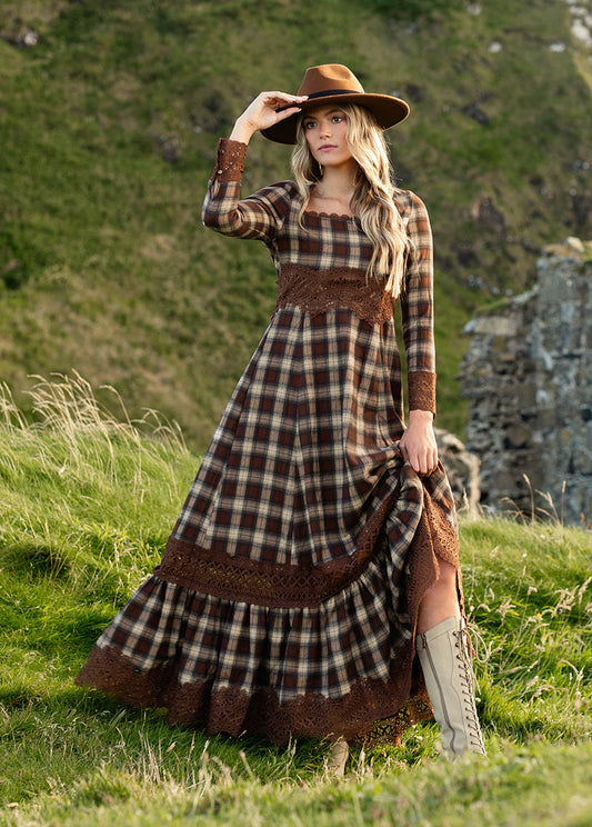 Roisin Dress in Cinnamon Tartan