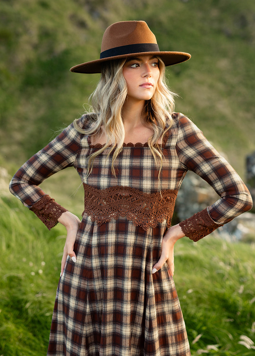 Roisin Dress in Cinnamon Tartan