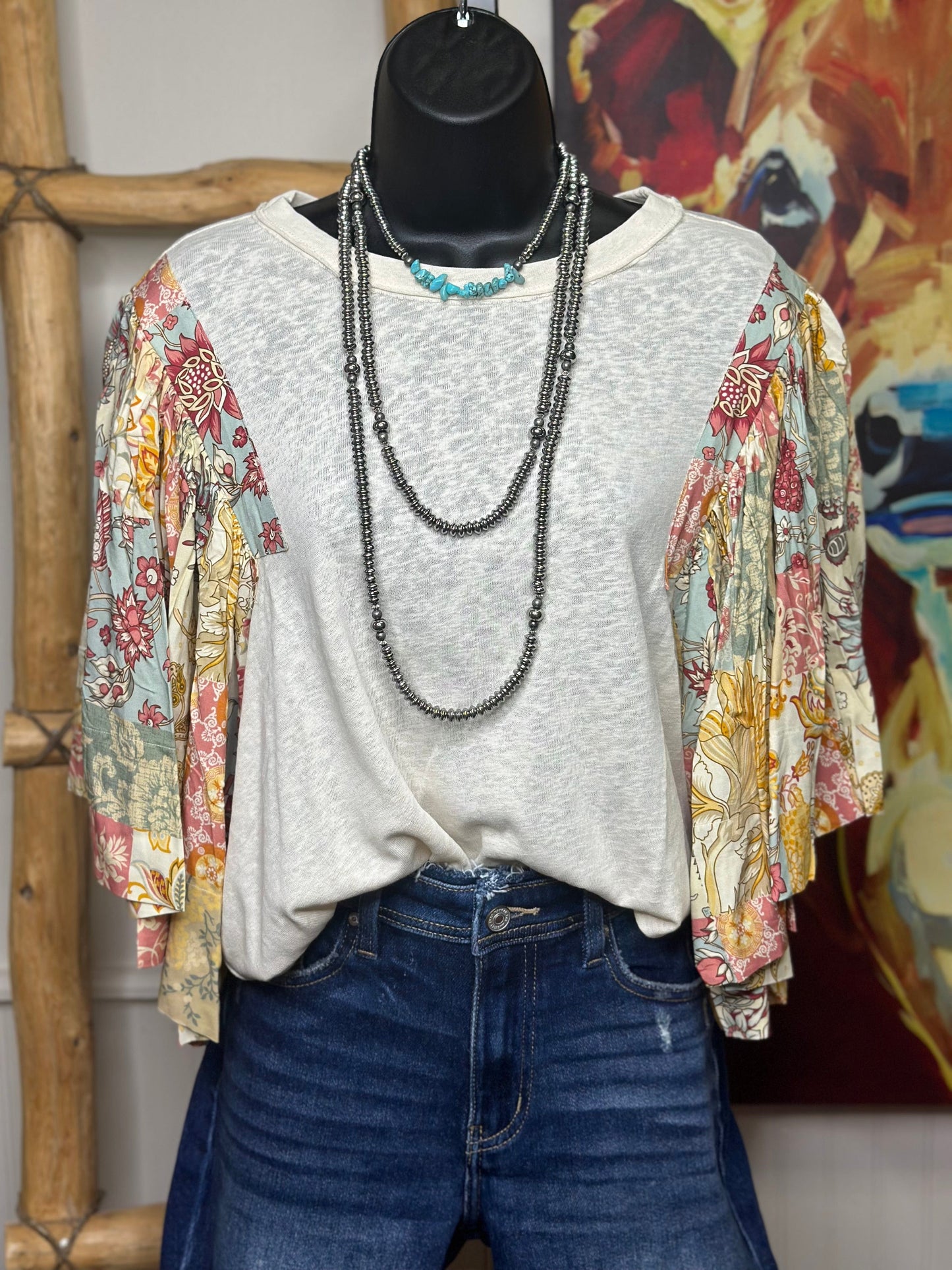 The Bring On Fall Floral Sleeve Top